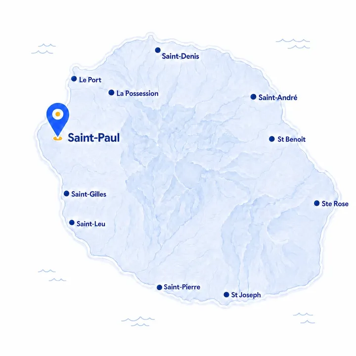Carte de La Réunion, Saint-Paul épinglé